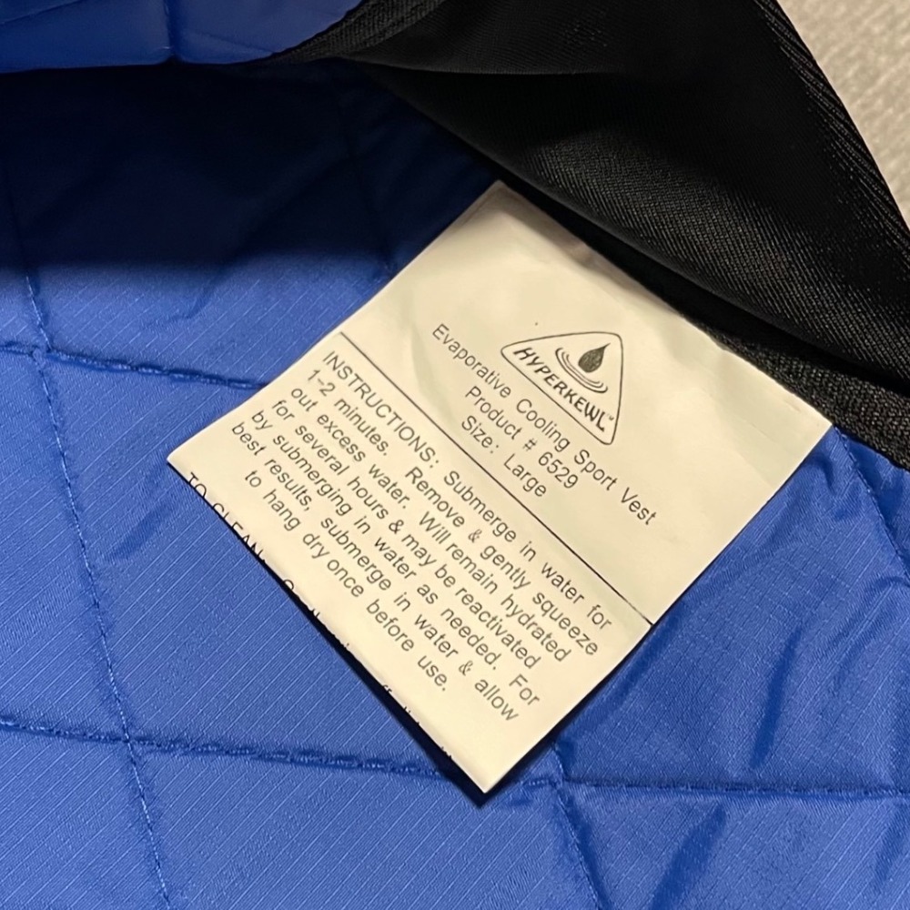 Hyperkewl Evaporative Cooling Sport Vest Blue Black NEW Large TechNiche Zip Up - Picture 4 of 5